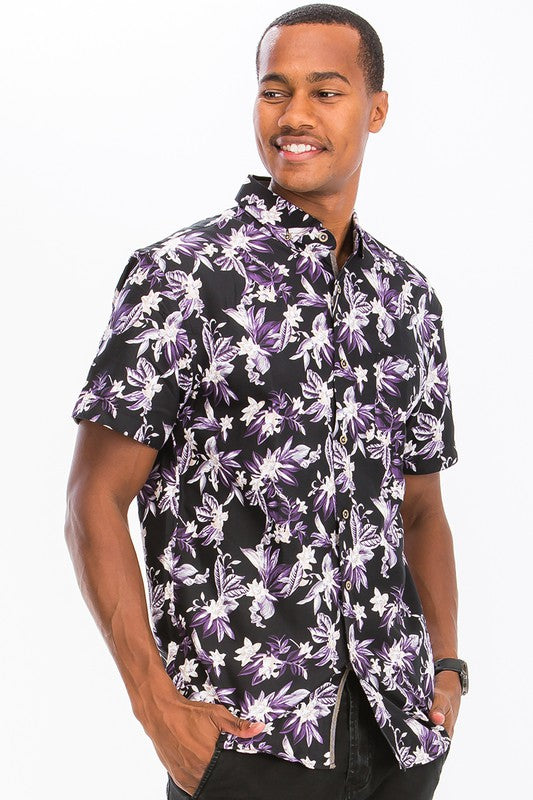 Weiv Mens Print Hawaiian Button Down Shirt WS7015 - CITYBOYZ★USA