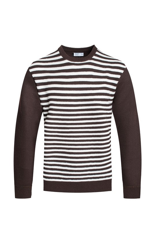 KNITTED ROUND NECK STRIPED SWEATER Sweater- CITYBOYZ★USA