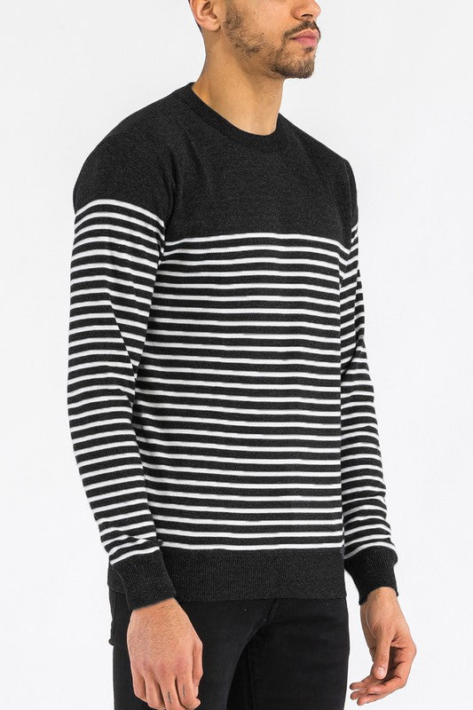 ROUND NECK STRIPED SWEATER Sweater- CITYBOYZ★USA