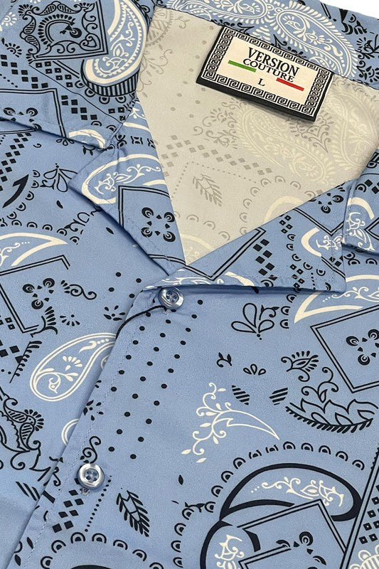 Weiv Mens Collared Print Button Down Shirt Collard Shirt- CITYBOYZ★USA