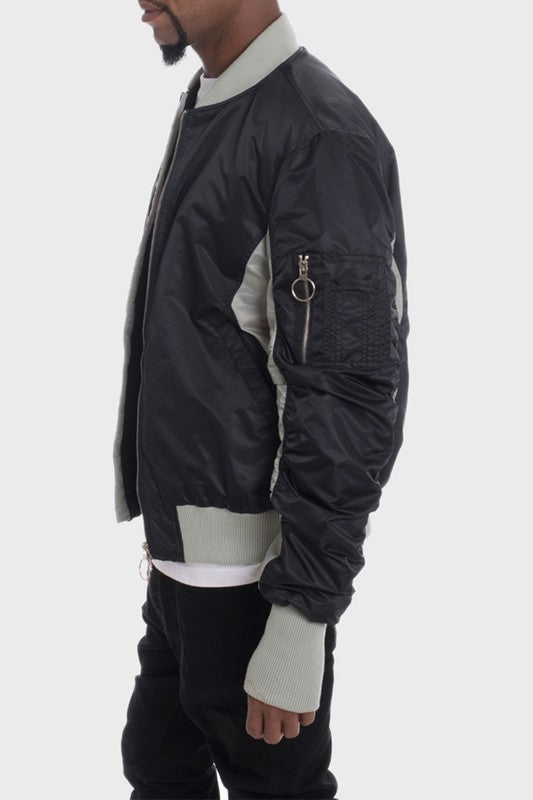 TWO TONE COLOR BLOCK BOMBER JACKET - CITYBOYZ★USA