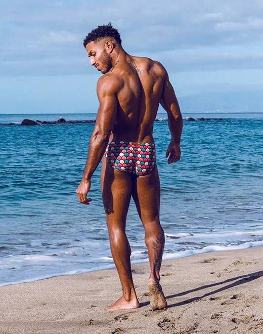 2Eros Retro Red Print Swim Brief V10 Swim Brief- CITYBOYZ★USA