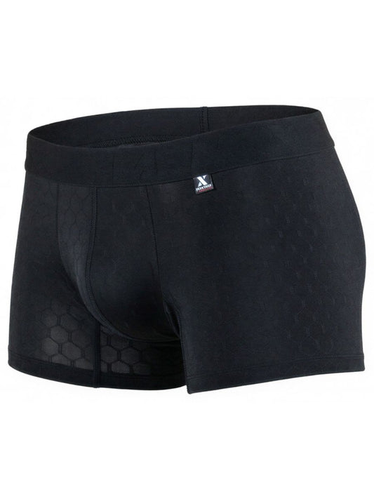 Black Xtremen microfiber boxer briefs by CITYBOYZ★USA, showing close-up of comfortable, fitted underwear with waistband detail.