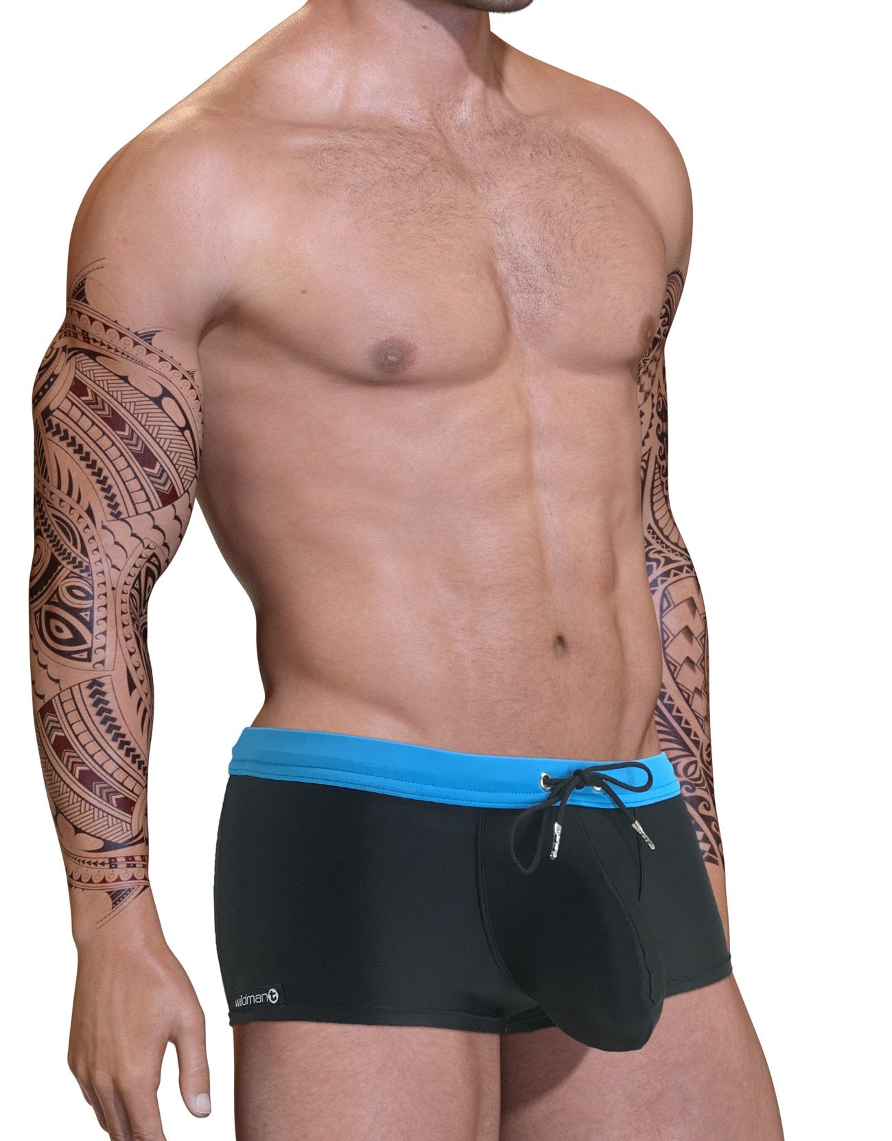 Wildmant Big Boy Pouch Swim Square Cut Blue Swimwear- CITYBOYZ★USA