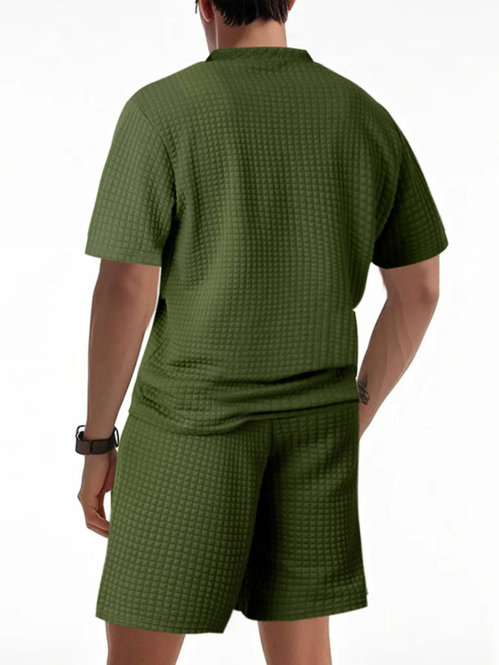 Trendsi DapperMate men's casual short sleeve polo shirt and matching shorts set, lightweight and comfortable for everyday wear.