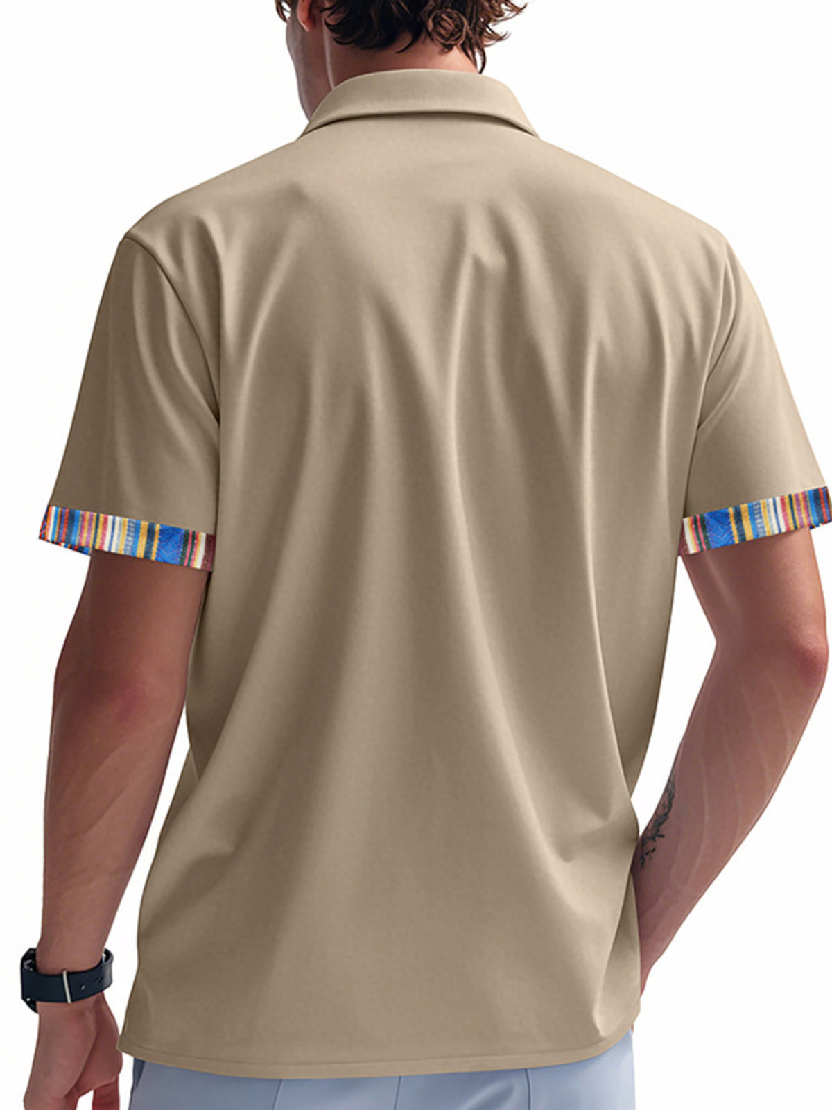 Men's RIGOR short sleeve shirt with colorful trim, casual fit, and classic style, featuring a button-down design and vibrant accents.