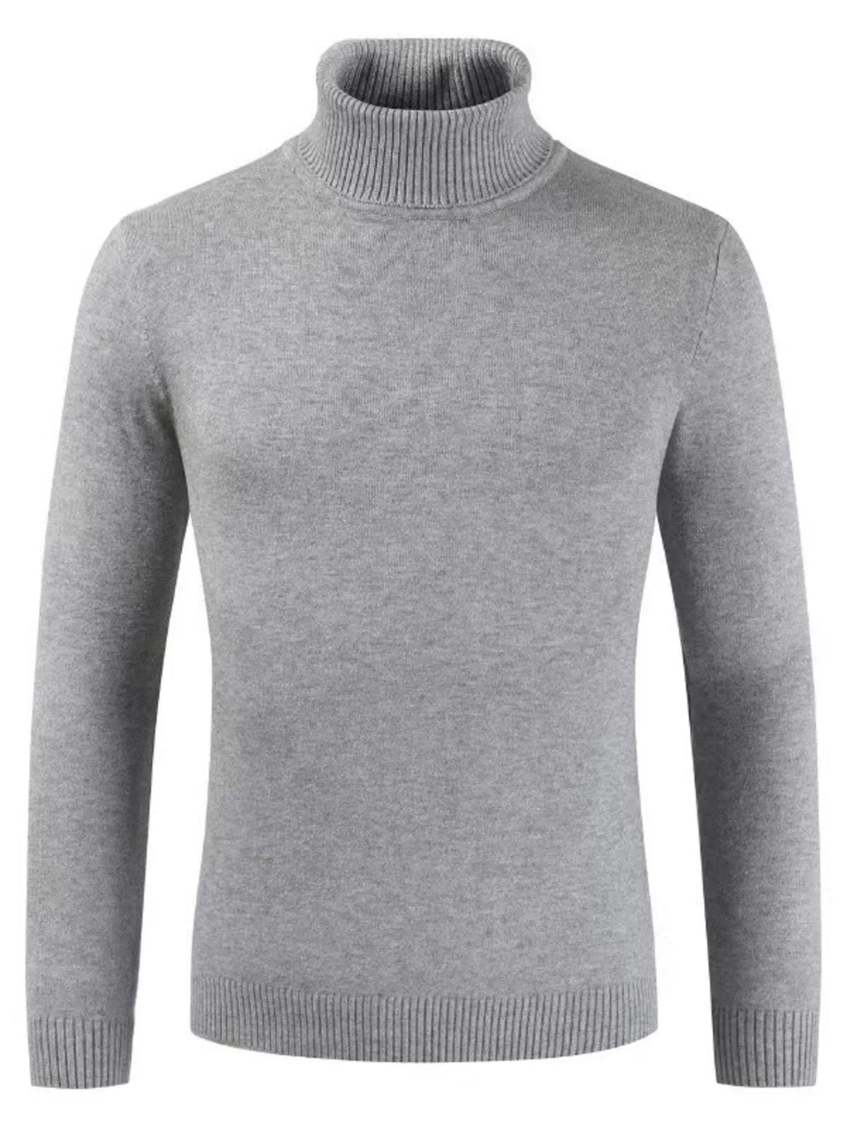 Men's plus size turtleneck long sleeve sweater by Trendsi, featuring a cozy knit design in a comfortable fit.