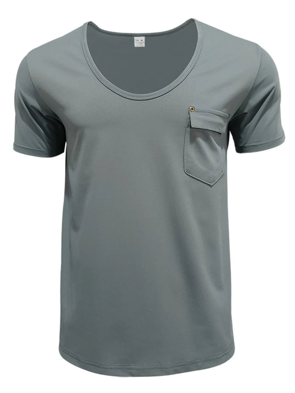 Men's round neck short sleeve T-shirt by Trendsi, casual style, in a solid color, featuring a comfortable fit and classic design.