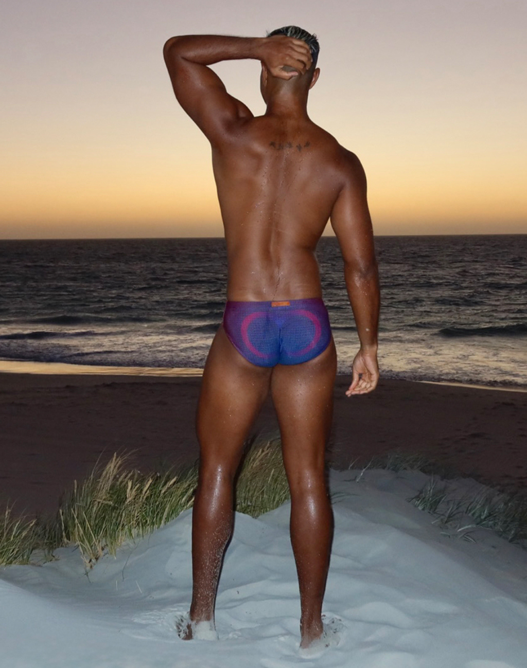 CITYBOYZ★USA 2Eros Pixel Pop men's swim brief with colorful pixel pattern, stylish swimwear for men, front view