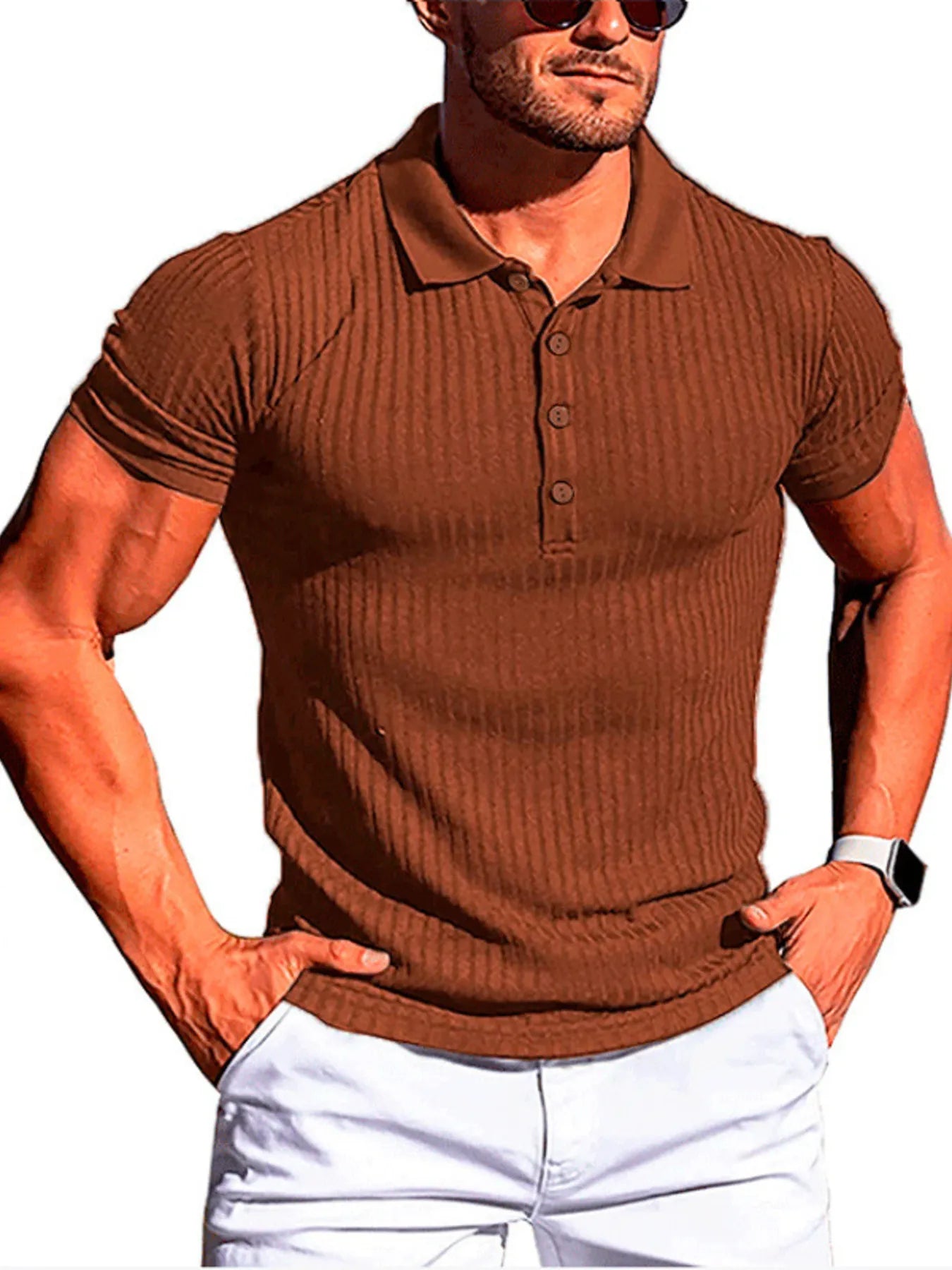 Trendsi RIGOR men's polo shirt and shorts set, casual and stylish, featuring a classic polo top and matching shorts for comfortable wear.