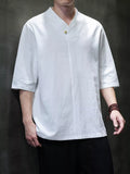 Nobilityze men's plus size solid color 3/4 sleeve shirt by Trendsi, featuring a comfortable fit and casual style.
