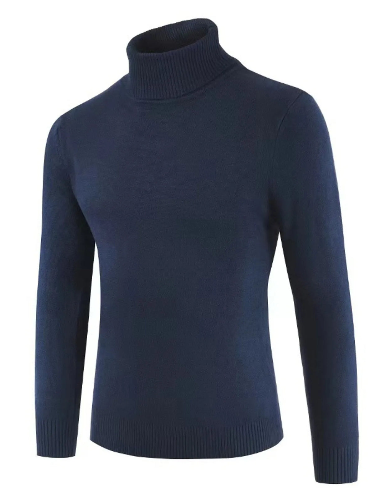 Plus size men's turtleneck sweater with long sleeves, in a cozy knit, from Trendsi, shown in a neutral color.
