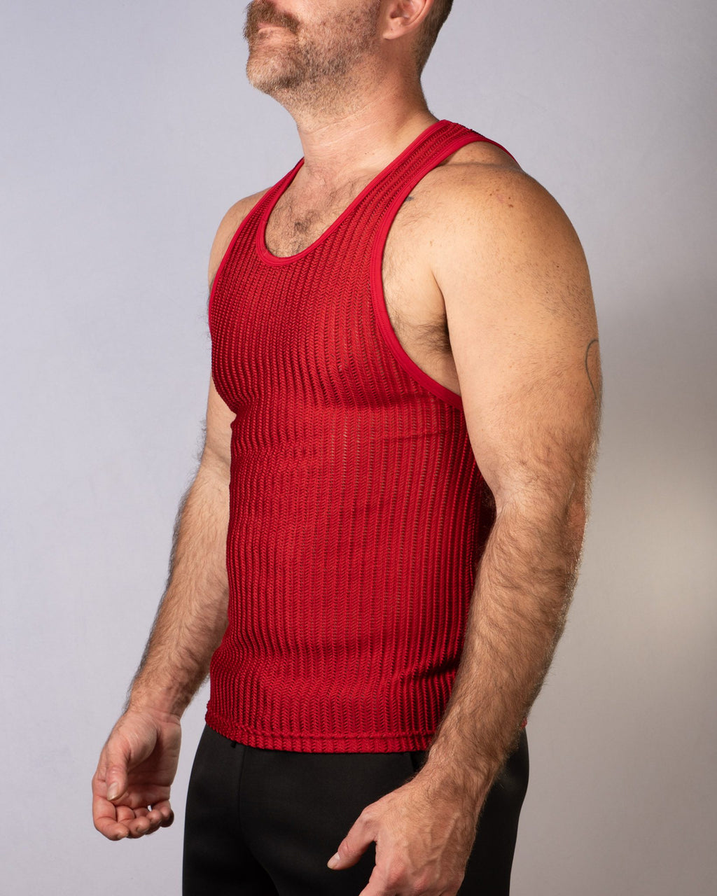 CITYBOYZ★USA FK Sport Captivity Mesh Tank Top shown on a mannequin with breathable mesh fabric and sleeveless design.