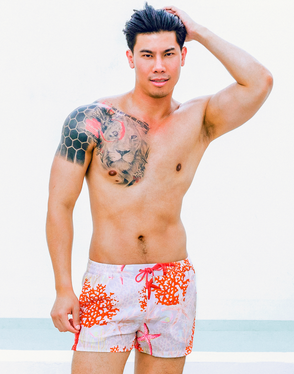 CITYBOYZ★USA 2Eros Starscape swim shorts featuring a vibrant starry design and comfortable fit for beach or pool.