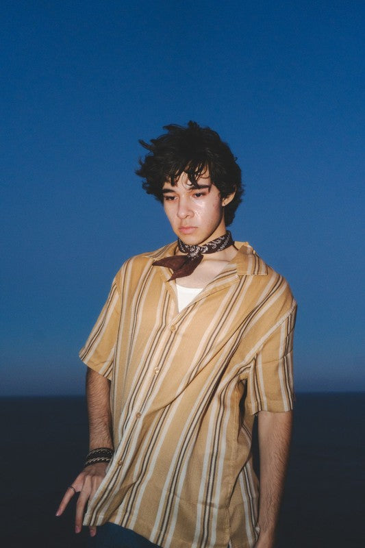 Men's textured striped shirt by Generation XYZ, featuring a classic fit and stylish pattern, displayed on a hanger.