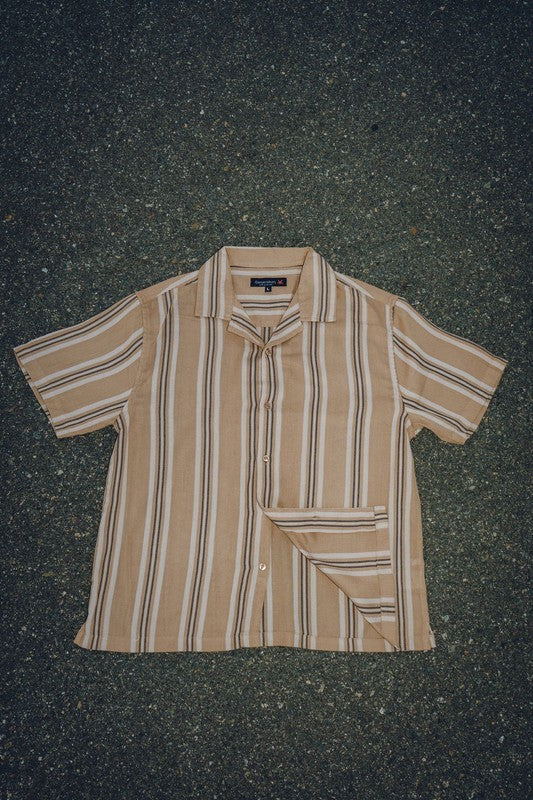 Men's textured striped shirt by Generation XYZ featuring a casual fit and vibrant pattern, displayed on a hanger.