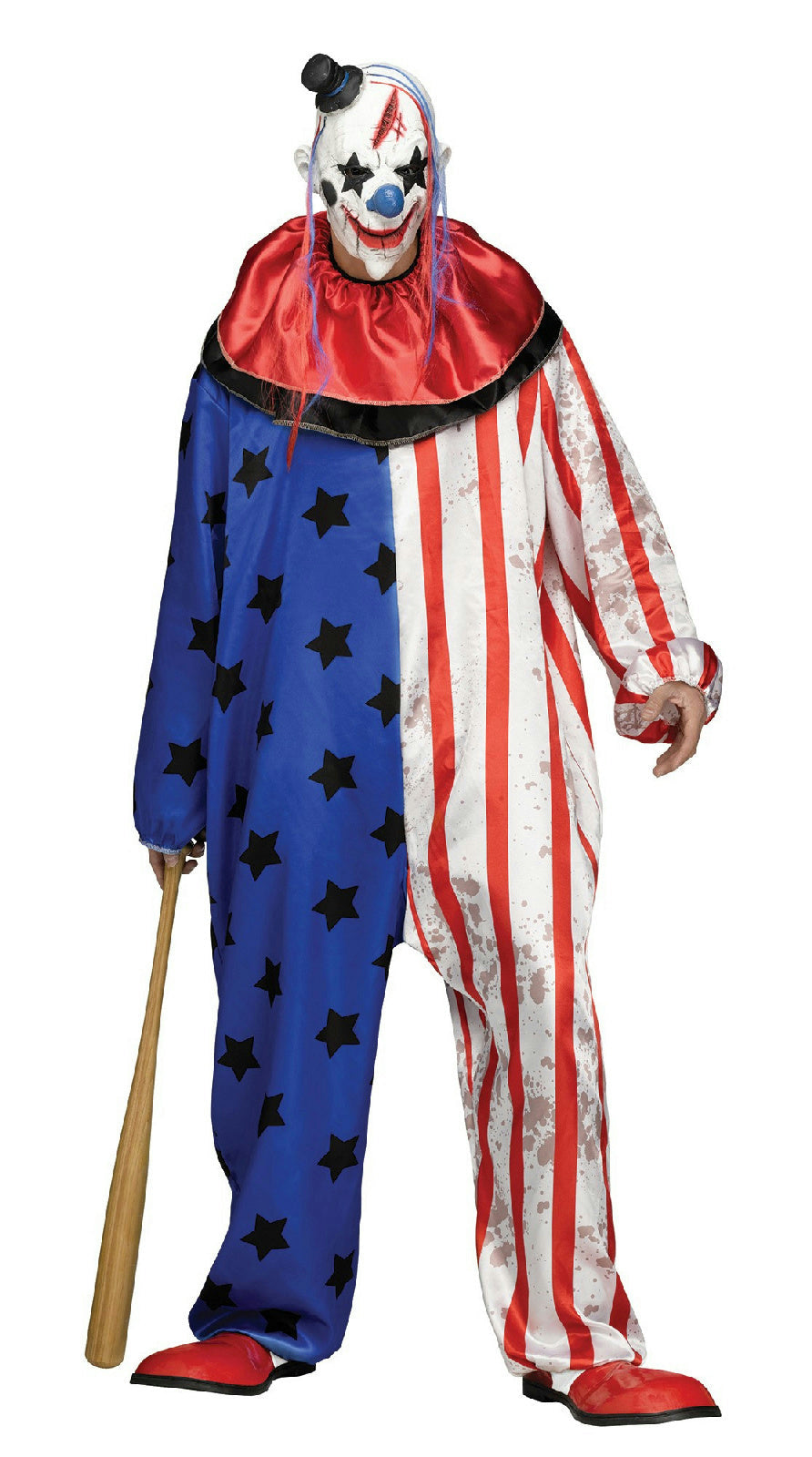 Fun World Evil Clown Adult Men's Costume Jumpsuit and Mask Standard Size