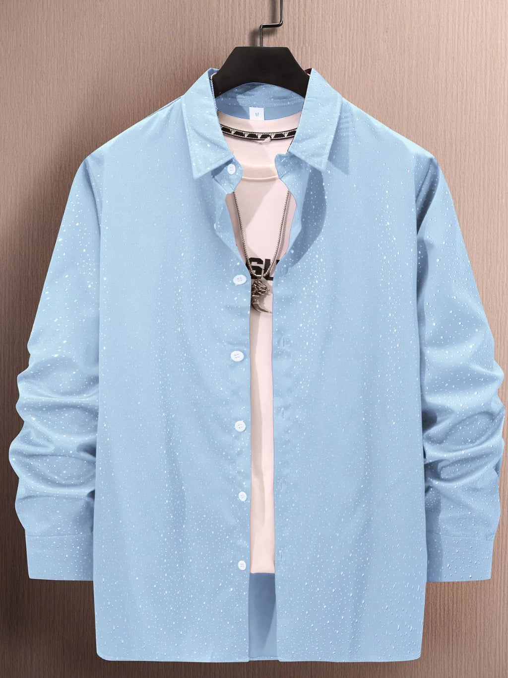 Plus size men's button-up long sleeve shirt by Trendsi, featuring a classic fit and stylish design, shown in a full view.