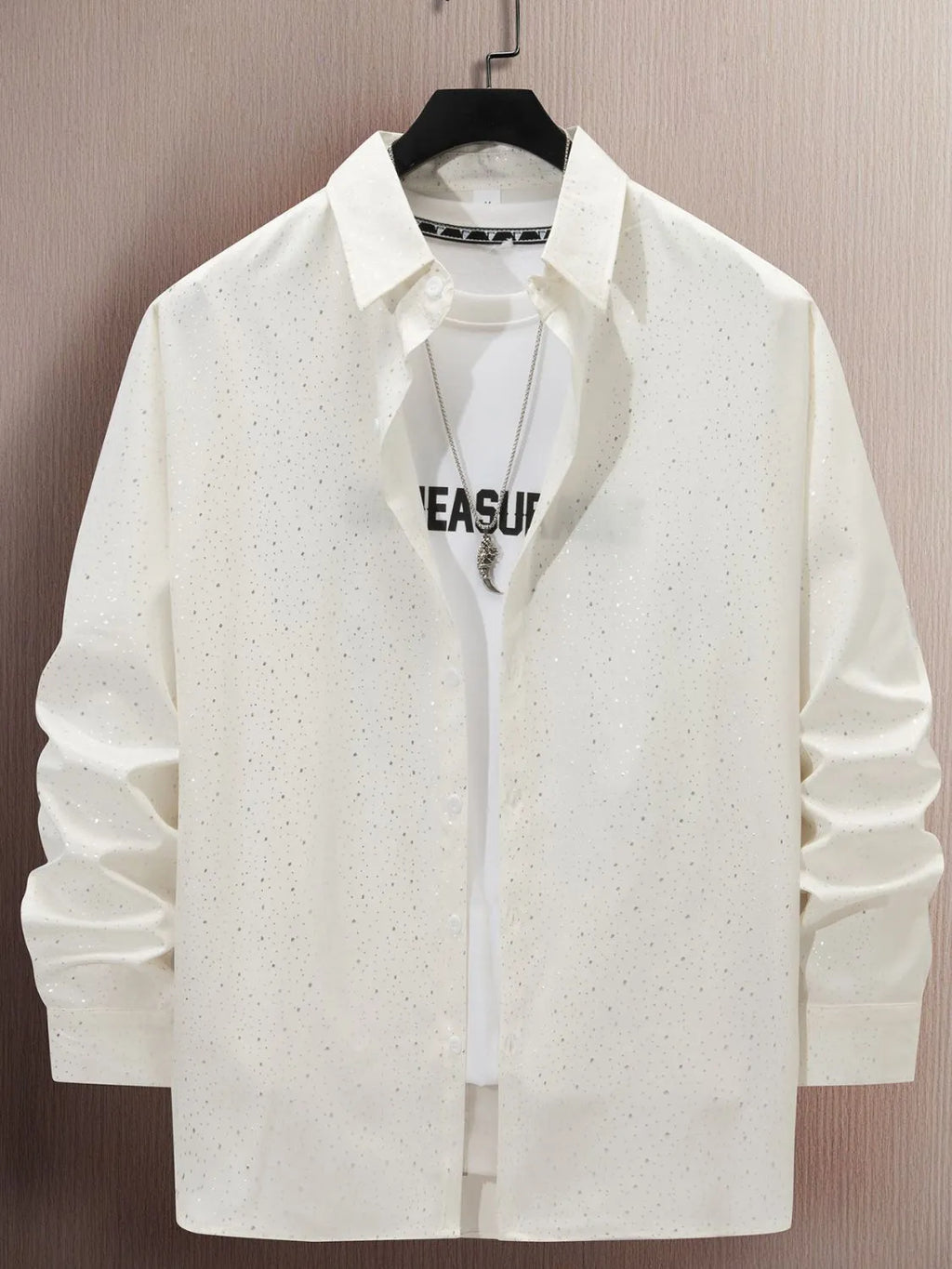 Plus size men's button-up long sleeve shirt by Trendsi, featuring a classic fit and full size options, shown in a versatile style.