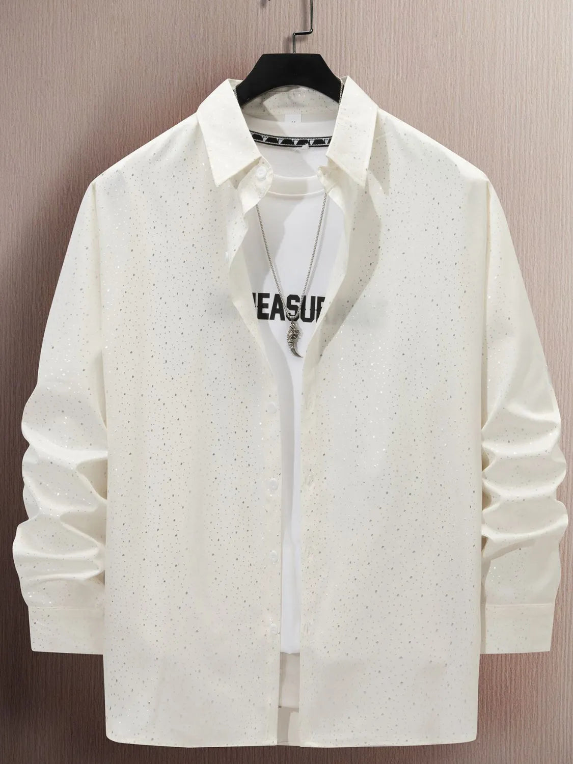 Plus size men's button-up long sleeve shirt by Trendsi, featuring a classic fit and full size options, shown in a versatile style.
