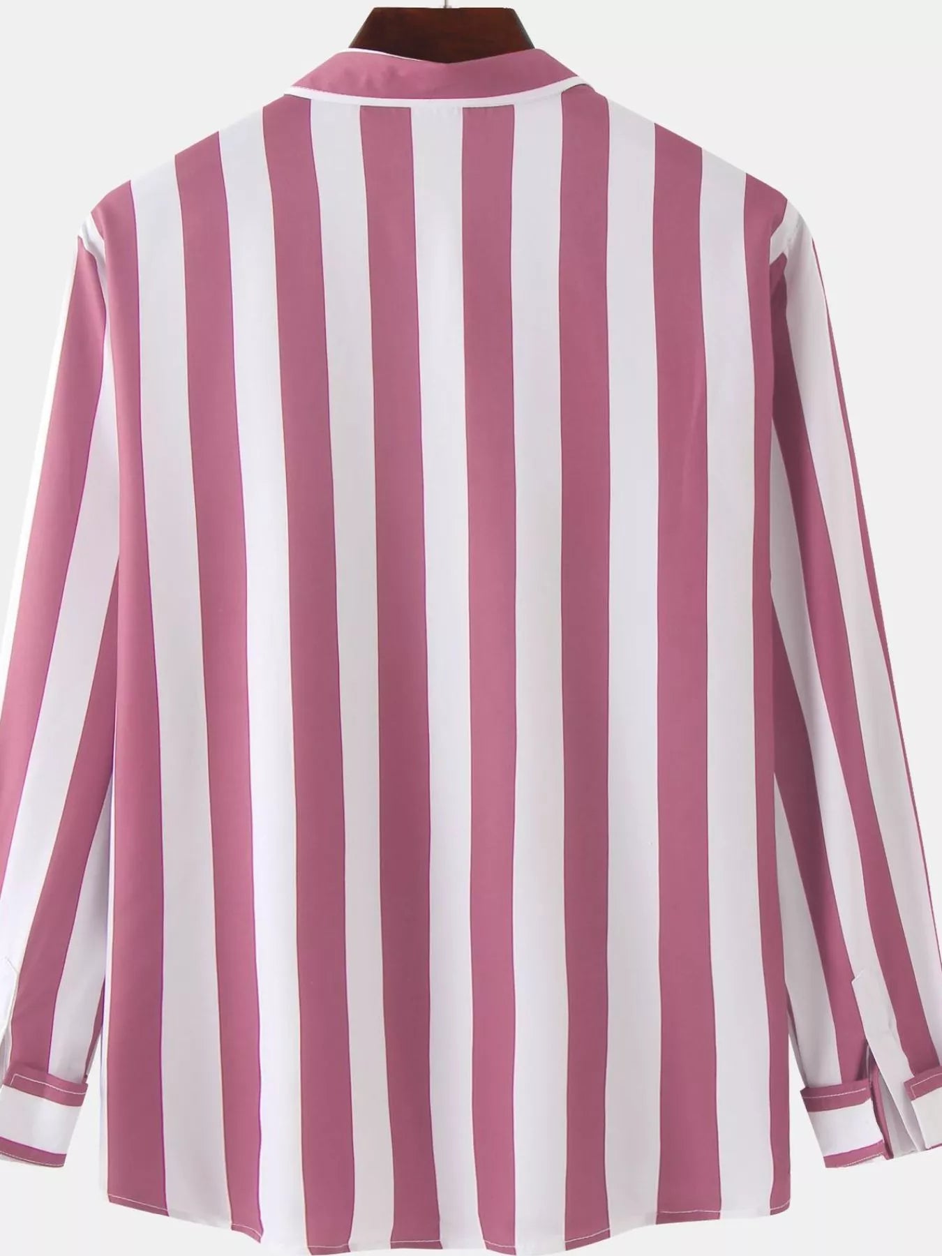 LusterMan men's button-up long sleeve shirt in a stylish design, made by Trendsi, shown on a hanger.