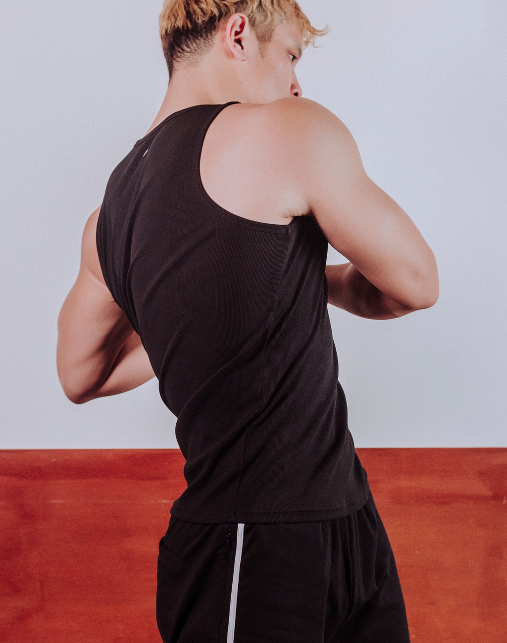 CITYBOYZ★USA Supawear semi-squared tank top, gray sleeveless shirt with fitted design and crew neckline, displayed on a hanger.