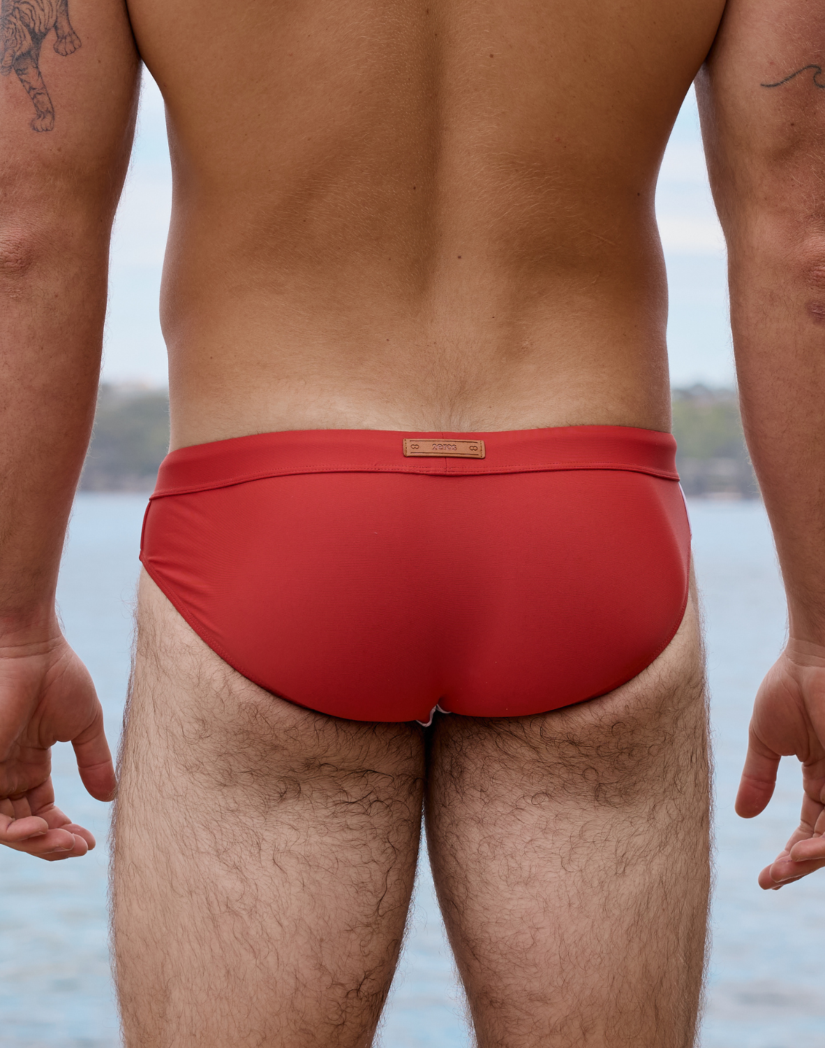Color blocked swim brief for men by CITYBOYZ★USA, featuring bold panels in vibrant colors, perfect for stylish swimwear.