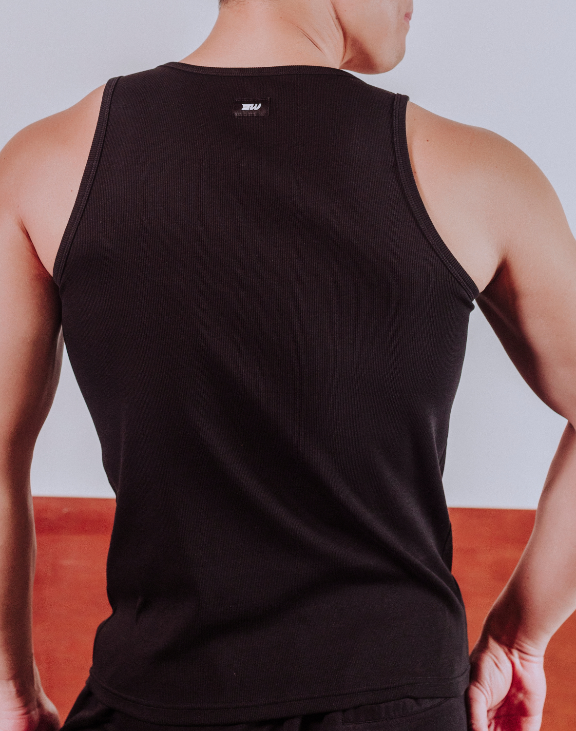 CITYBOYZ★USA Supawear semi-squared tank top in black, fitted sleeveless shirt with squared neckline, casual athletic style.