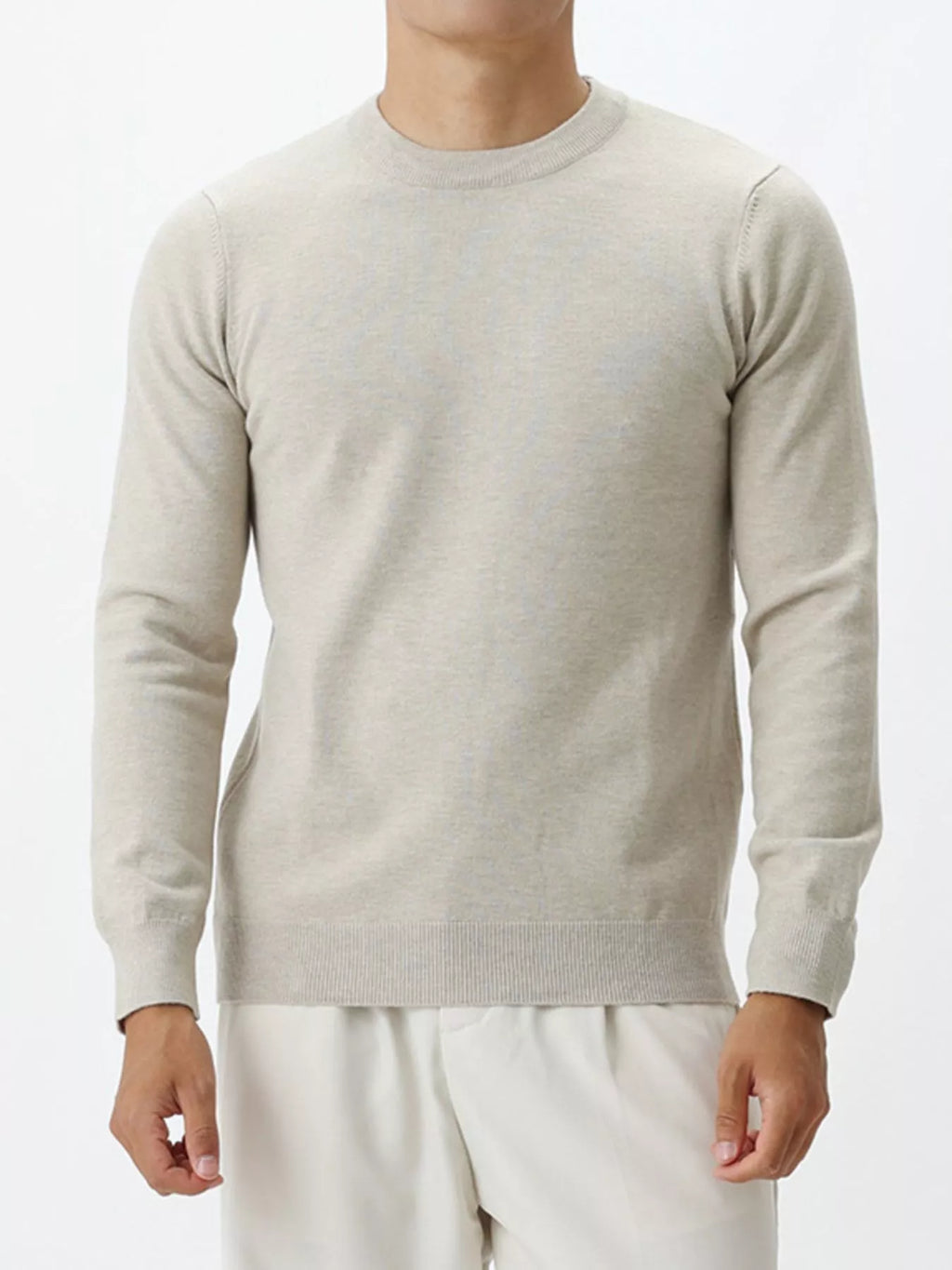 Plus size men's ValiantMan crew neck sweater in classic style, made by Trendsi, shown in a comfortable, casual fit.