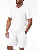Trendsi DapperMate men's casual short sleeve polo and shorts set, featuring a comfortable matching shorts and polo shirt for men.