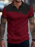 Men's plus size waffle-knit polo shirt with contrast collar from AriaStyle by Trendsi, featuring a full-button front and short sleeves.