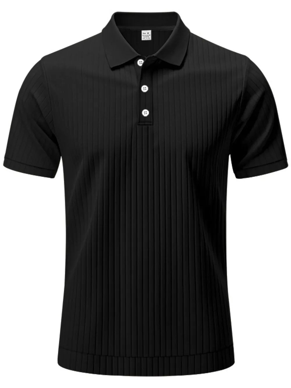 Men's full size ribbed short sleeve polo shirt by Trendsi, featuring a classic collar and fitted design in a versatile color.