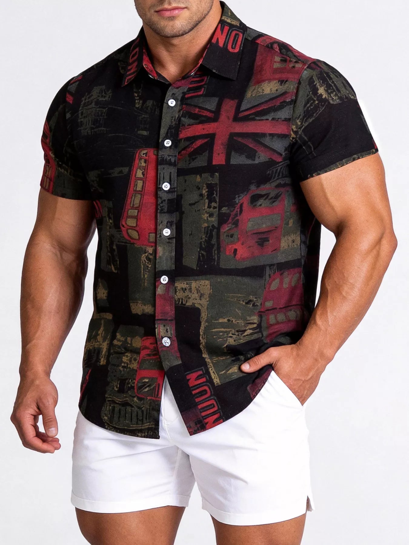 Men's casual short sleeve shirt from Trendsi, featuring a comfortable fit and stylish design in a versatile color.