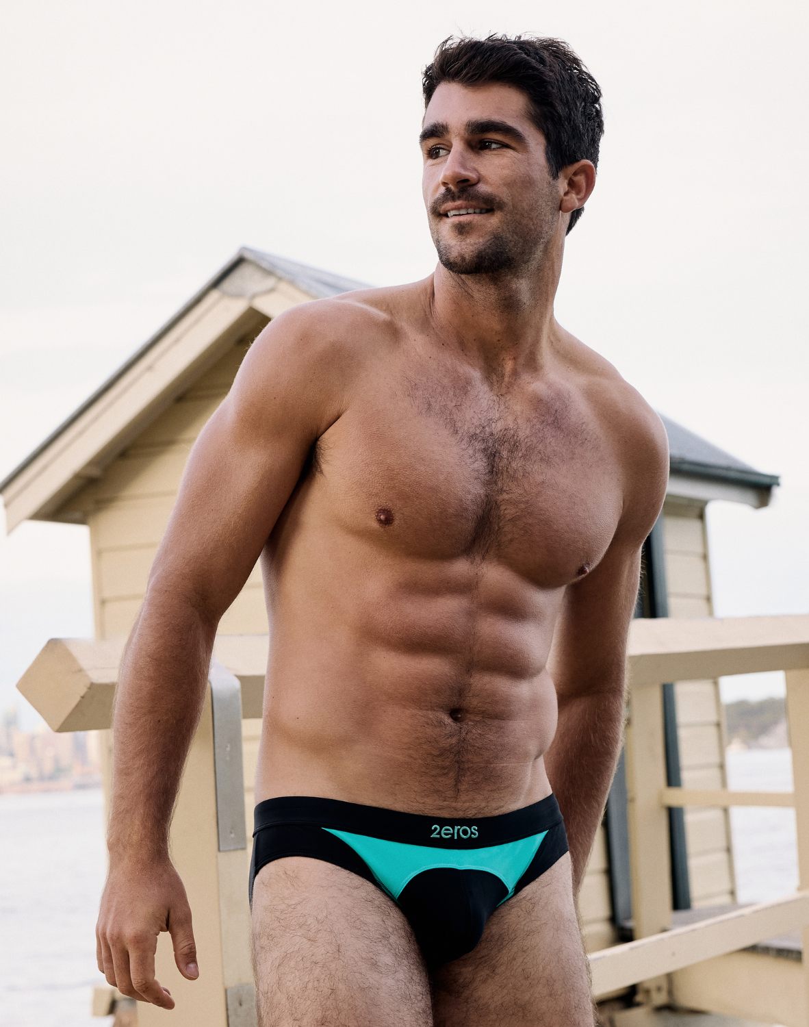 CityBOYZ USA 2Eros Aktiv Racer swim brief in vibrant colors, close-up view showing the sleek, fitted design and sporty style.