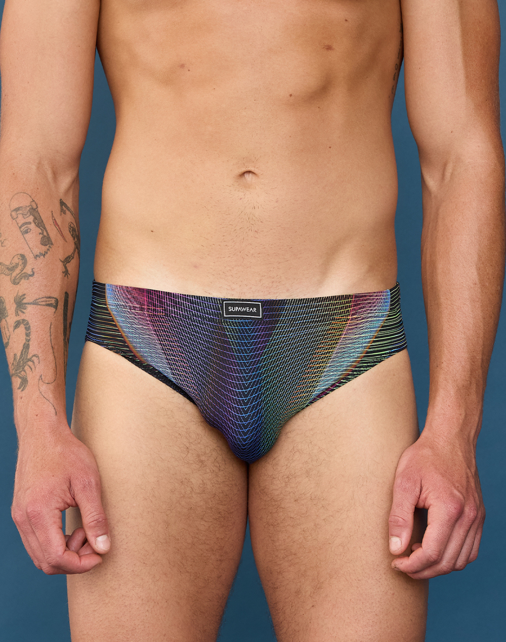 CityBoyz USA Supawear Printed Pride hybrid brief with colorful rainbow print and comfortable fit, designed for expressive style.