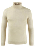 Plus size men's turtleneck long sleeve sweater by Trendsi, featuring a cozy knit fabric and classic turtleneck design.