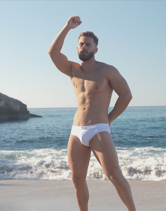 Black swim brief from CITYBOYZ★USA 2Eros BLK Label No.6 swimwear, featuring sleek design and comfortable fit.
