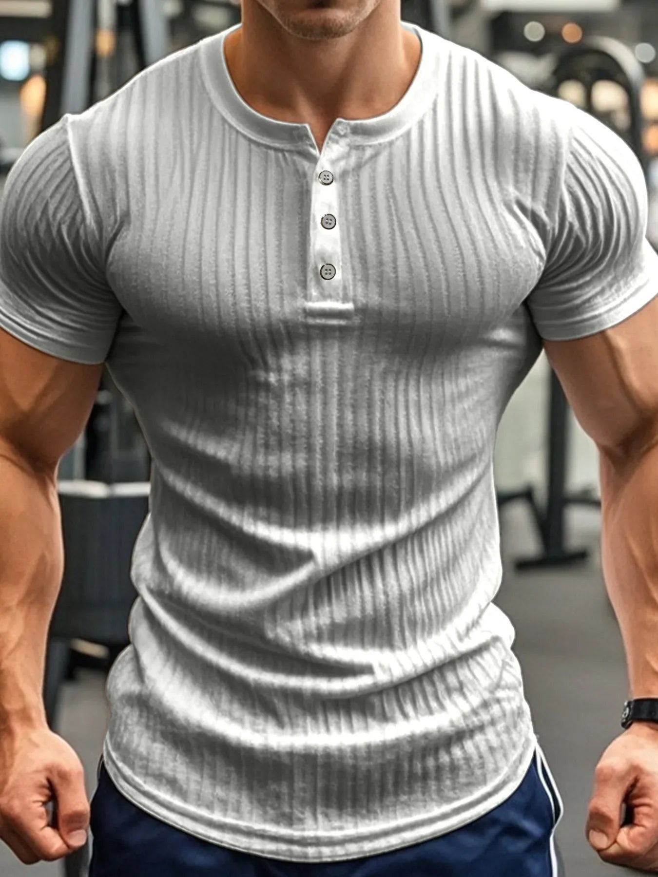 Men's casual short sleeve shirt by Trendsi, featuring a relaxed fit and classic design, shown in a neutral color.