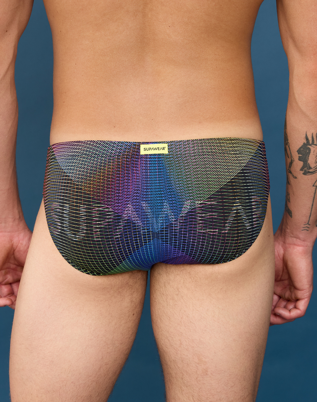CityBoyz USA Supawear printed Pride hybrid brief with colorful rainbow patterns and comfortable fit, displayed laid flat in the image.