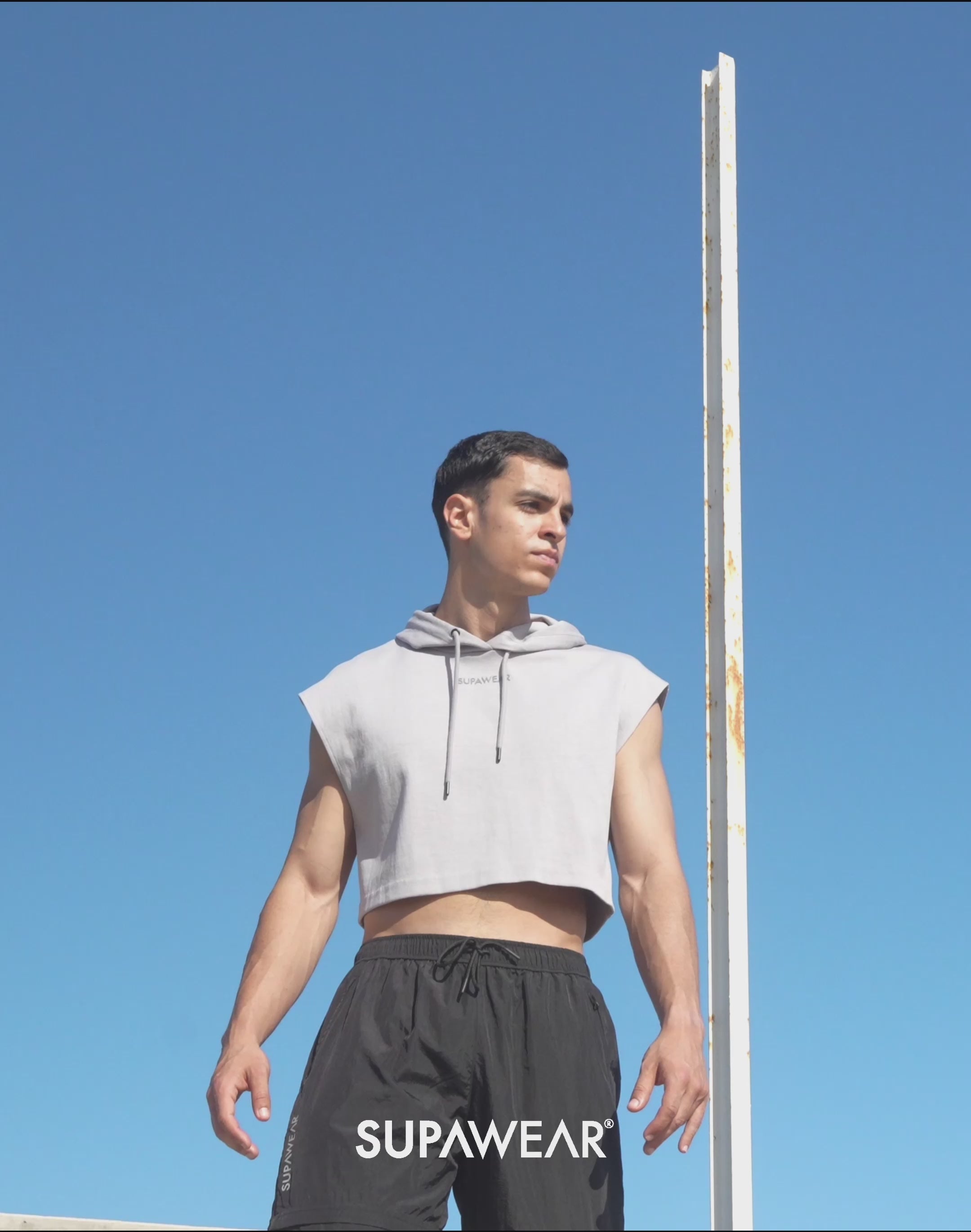 CITYBOYZ★USA Supawear cropped hoodie, activewear top with a relaxed fit, shown in a casual style perfect for workout or streetwear.