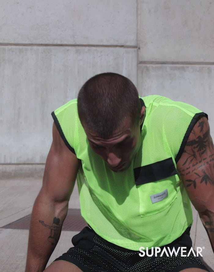 CITYBOYZ USA Supawear Neon Mesh Shirt featuring a vibrant, see-through mesh design with a fitted style and bright neon color.