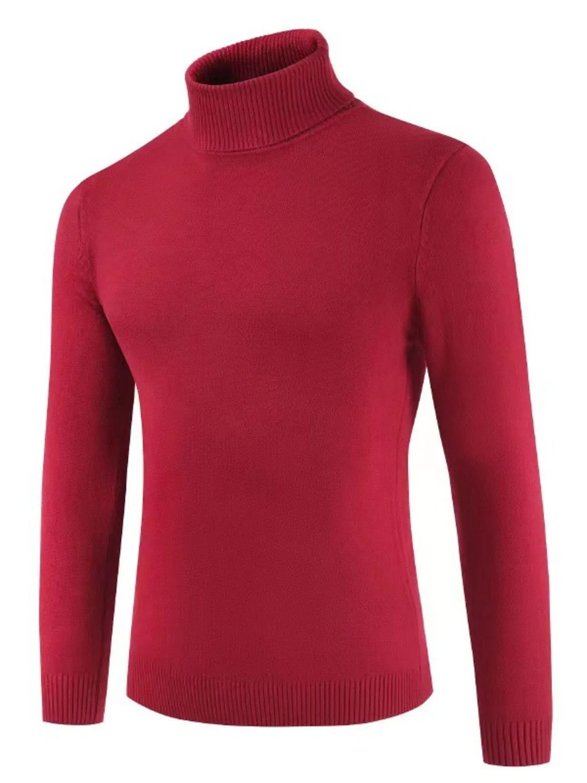 Plus size men's turtleneck long sleeve sweater from Trendsi, in a classic knit design, shown in a close-up front view.