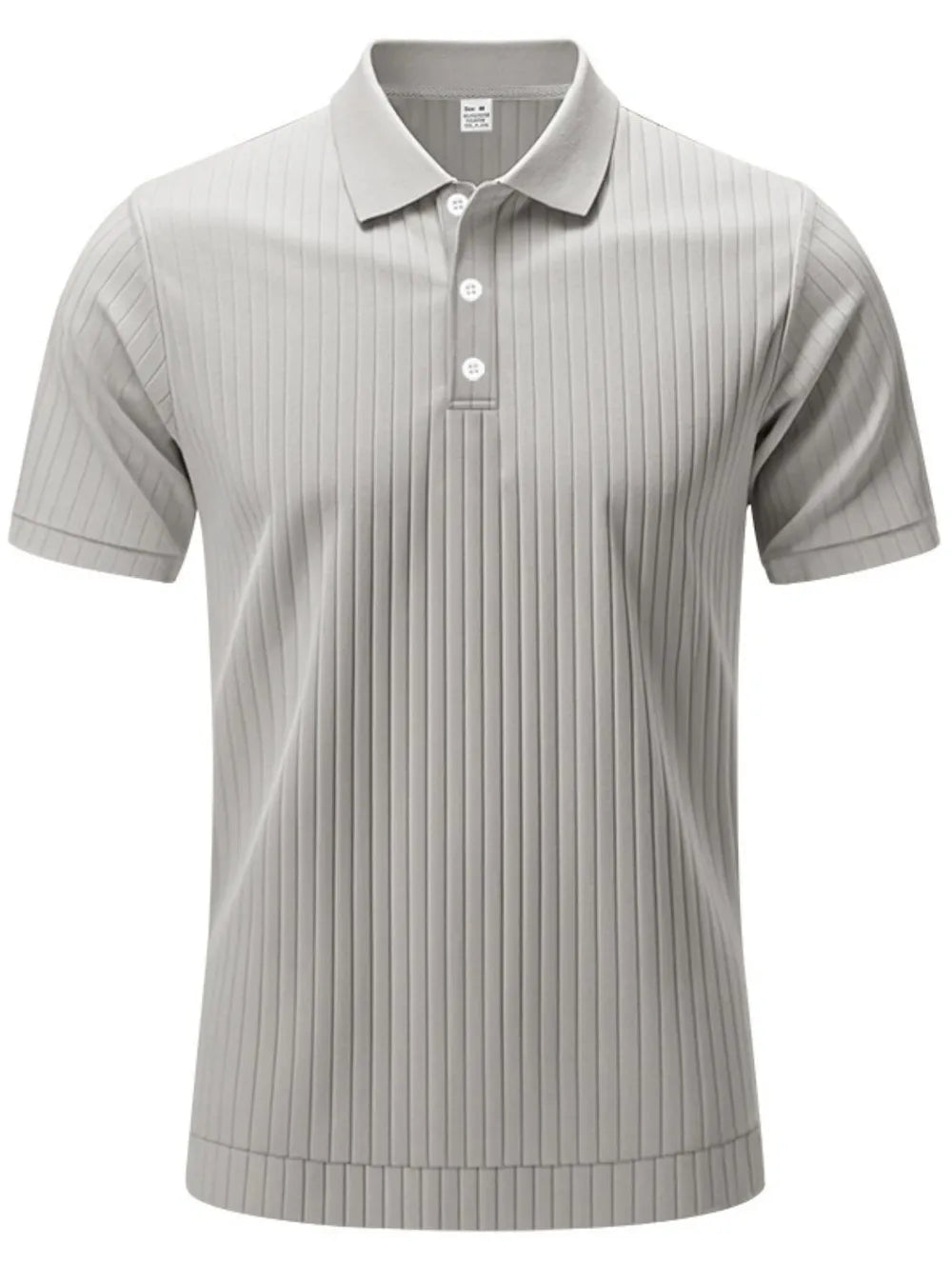 Men’s full size ribbed short sleeve polo shirt by Trendsi, featuring a classic collar and fitted ribbed design in plus sizes.