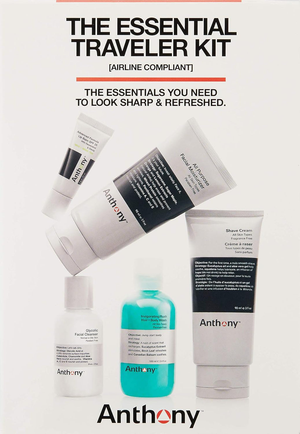 CITYBOYZ★USA Anthony Essentials Travel Kit grooming set with bottles and accessories for travel grooming needs.