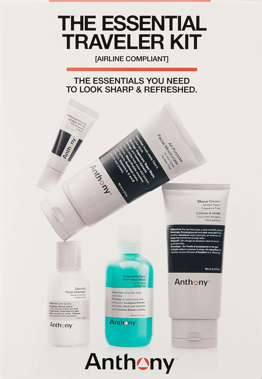 CITYBOYZ★USA Anthony Essentials Travel Kit grooming set with bottles and accessories for travel grooming needs.