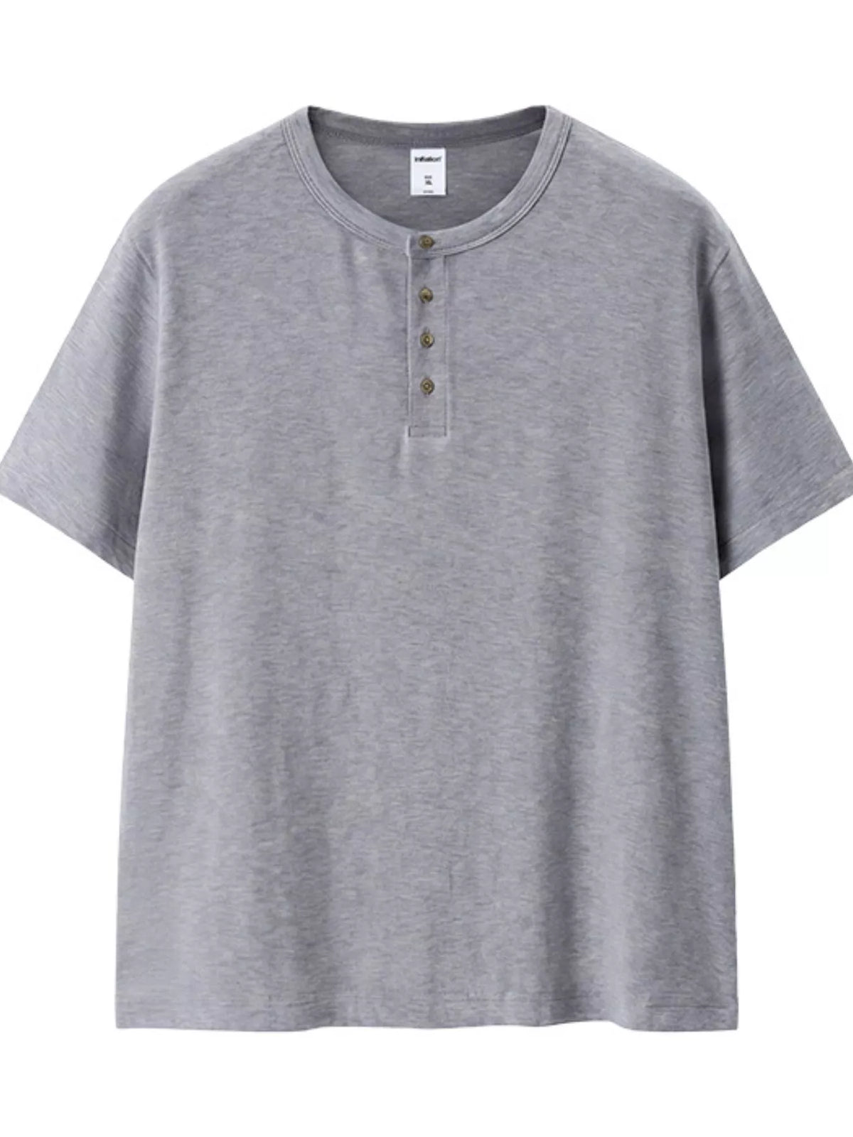 Men's short sleeve Henley T-shirt by Trendsi, in a stylish LusterMan design, featuring a comfortable fit and classic button neckline.