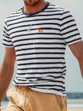 Trendsi RIGOR men's casual short sleeve polo shirt and matching shorts set, lightweight T-shirt and shorts ensemble for relaxed style
