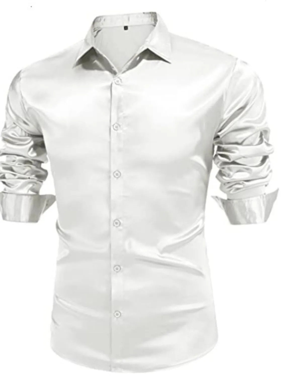 Men's full size button-up long sleeve shirt by Trendsi, featuring a classic design and tailored fit in the image.
