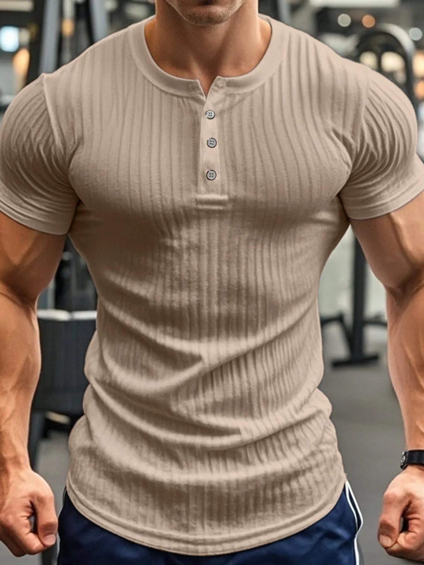 Men's casual short sleeve shirt by Trendsi, featuring a stylish, comfortable design suitable for everyday wear.