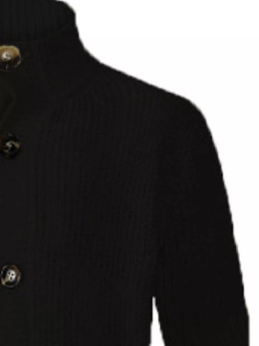 Nobilityze men's full-size ribbed knit cardigan with stand-collar and button-down front, stylish and comfortable Trendsi clothing.